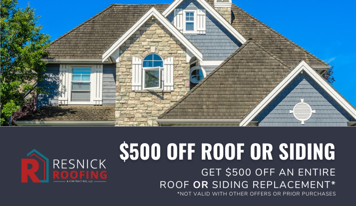 $500 off full roof or siding replacement offer